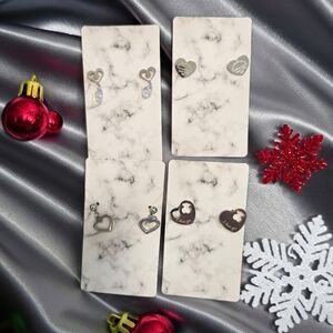 Elegant Silver Heart Earrings Set